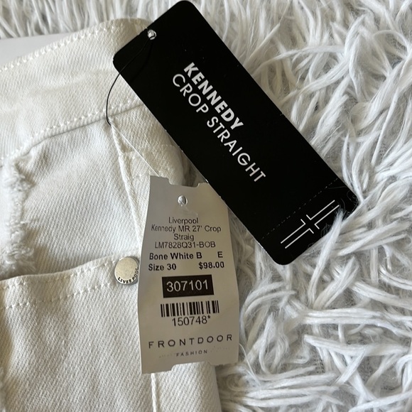 Liverpool Women's Kennedy Crop Straight Jeans in bone white bite size 10/30 - Picture 5 of 13